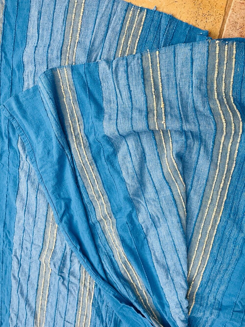 Beautiful oversized lightweight cotton woven textile in shade of blue